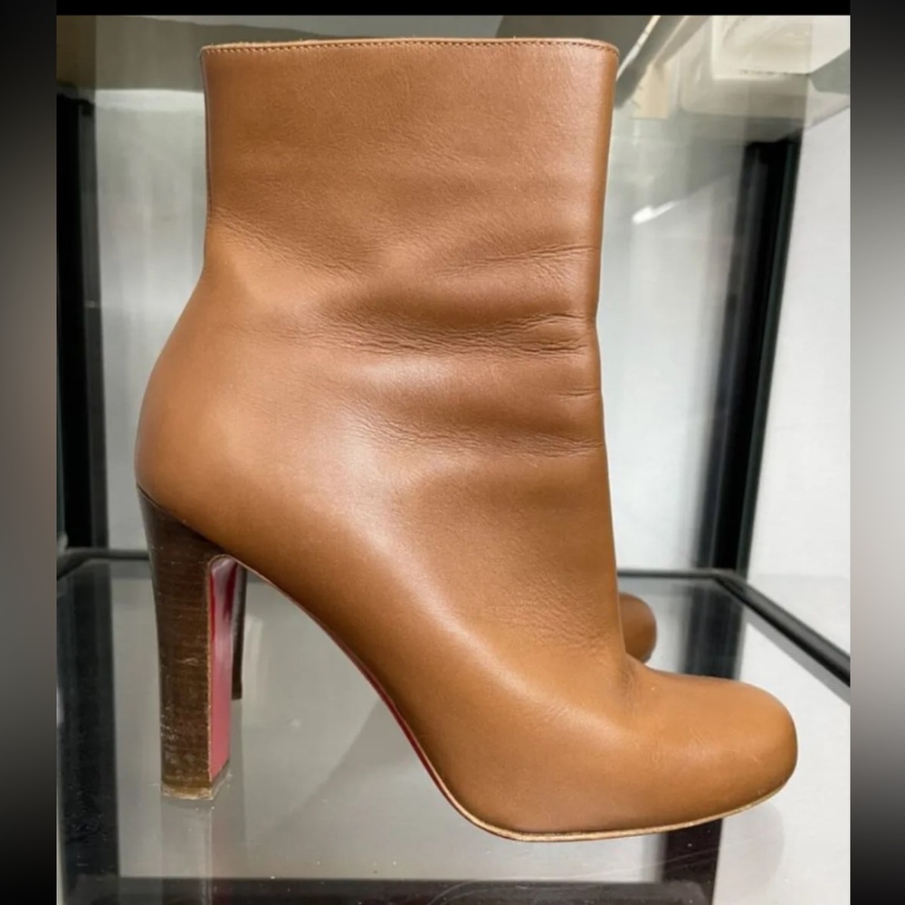 ❤️ CHRISTIAN LOUBOUTIN Brown Leather Ankle Boots Booty US 7 / EU 37 / UK 4
